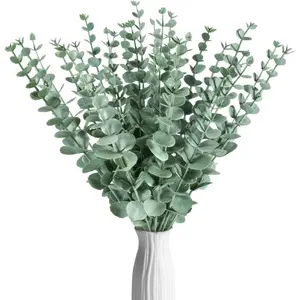24 count Artificial Eucalyptus Stems - Faux Eucalyptus Branches Decor  Eucalyptus  hojas de eucalipto artificiales para decoracion Eucalyptus Bouquet Sprigs Leaves  Greenery Wedding