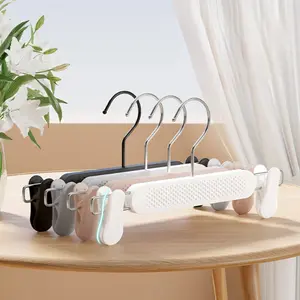 5-Pack Non-Slip Hangers with Clips for Clothes and Pants, Durable Matte Finish for Home Organization, Strong and Sturdy Design, Hanging Clothes Organizer