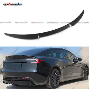2024-2025 Tesla Model 3 Highland V Style High-Kick Trunk Spoiler | All Trim Gloss Black Carbon Fiber Wing | Aerodynamic Downforce | Direct Fit Electric Car Accessories Upgrade