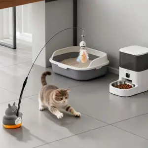 Rotating Cat Toy Interactive Play Wand Indoor Outdoor Fun Hunting Game Cute Plush Tail Perfect Design