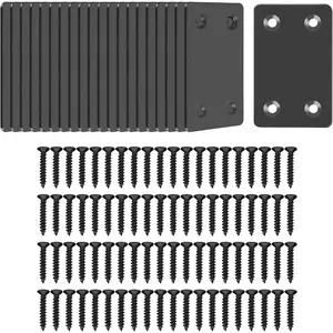 Pack of 20 Flat Stainless Steel Black Straight Brace Bracket 0.06inch Thickness Metal Flat Straight Mending Plates Fixing Corner Brace ,2.4inch x 1.5 inch