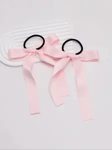2counts Women's Cute Trendy Bowknot Decorated Hair Tie, Elegant High Stretch Elastic Hair Accessory Ponytail Holder, Fashionable Hair Accessories For Daily & Party Decoration