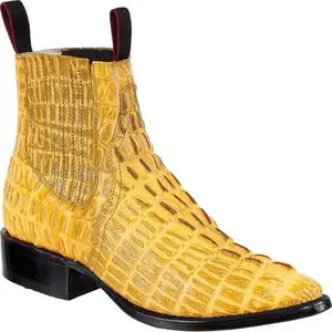 Botines Charros Mantequilla con Cocodrilo Grabado para Hombre | Diego’s Boots