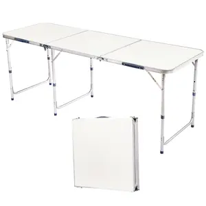 2.3/3/4/6FT Folding Table, Height Adjustable Portable Dining Table, Indoor Outdoor Utility Table for Picnic, BBQ, Camping, Party, 120*60*70cm, White