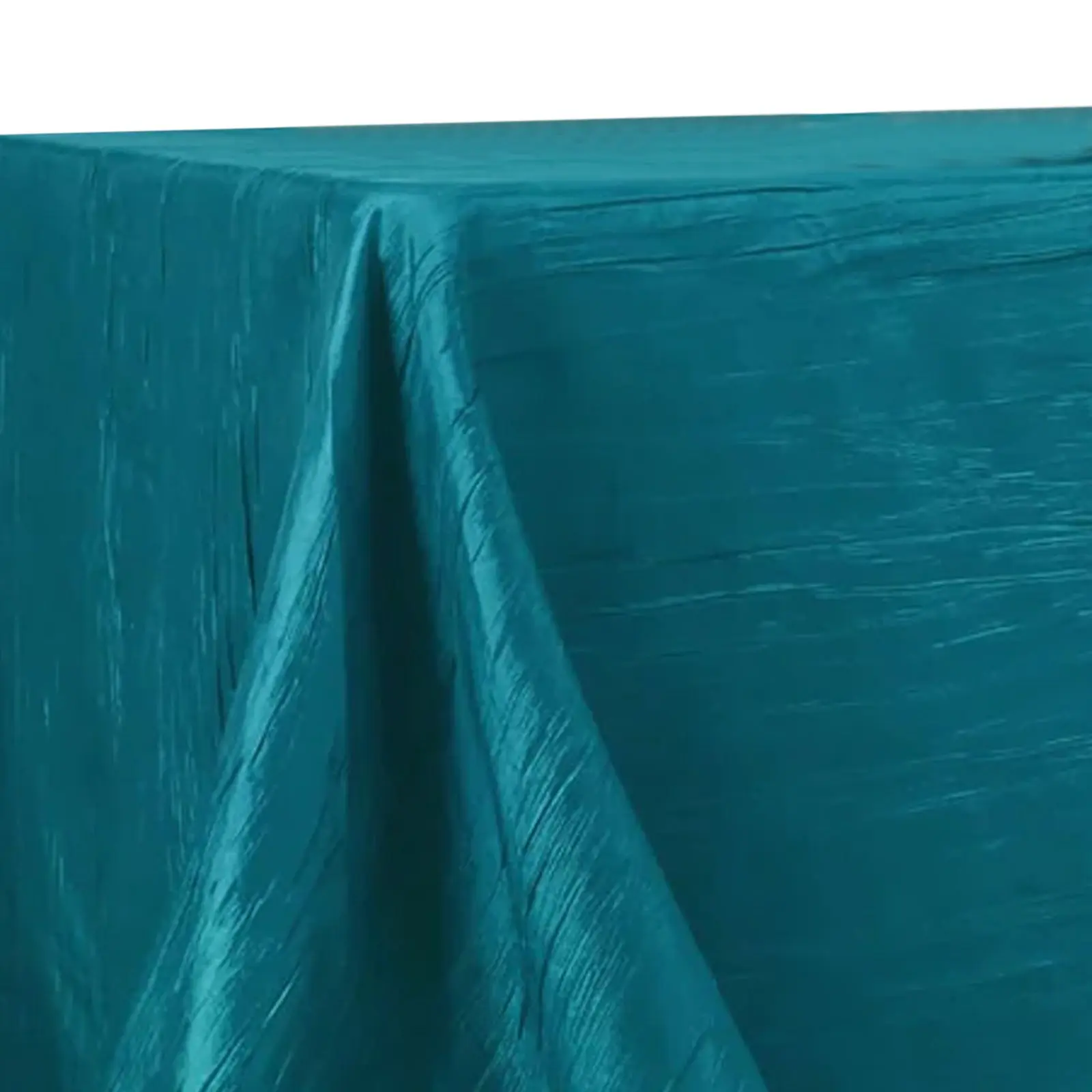 Taffeta Rectangle Tablecloth 90"x132" Teal with Accordion Crinkle Design - Seamless Finish