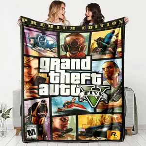Comfortable Flannel Blanket with Grand Theft Auto V Print, Warm, Durable and Sized for Versatility for Sofa, Office, Bed, Camping, Travel, Ideal Holiday Gift