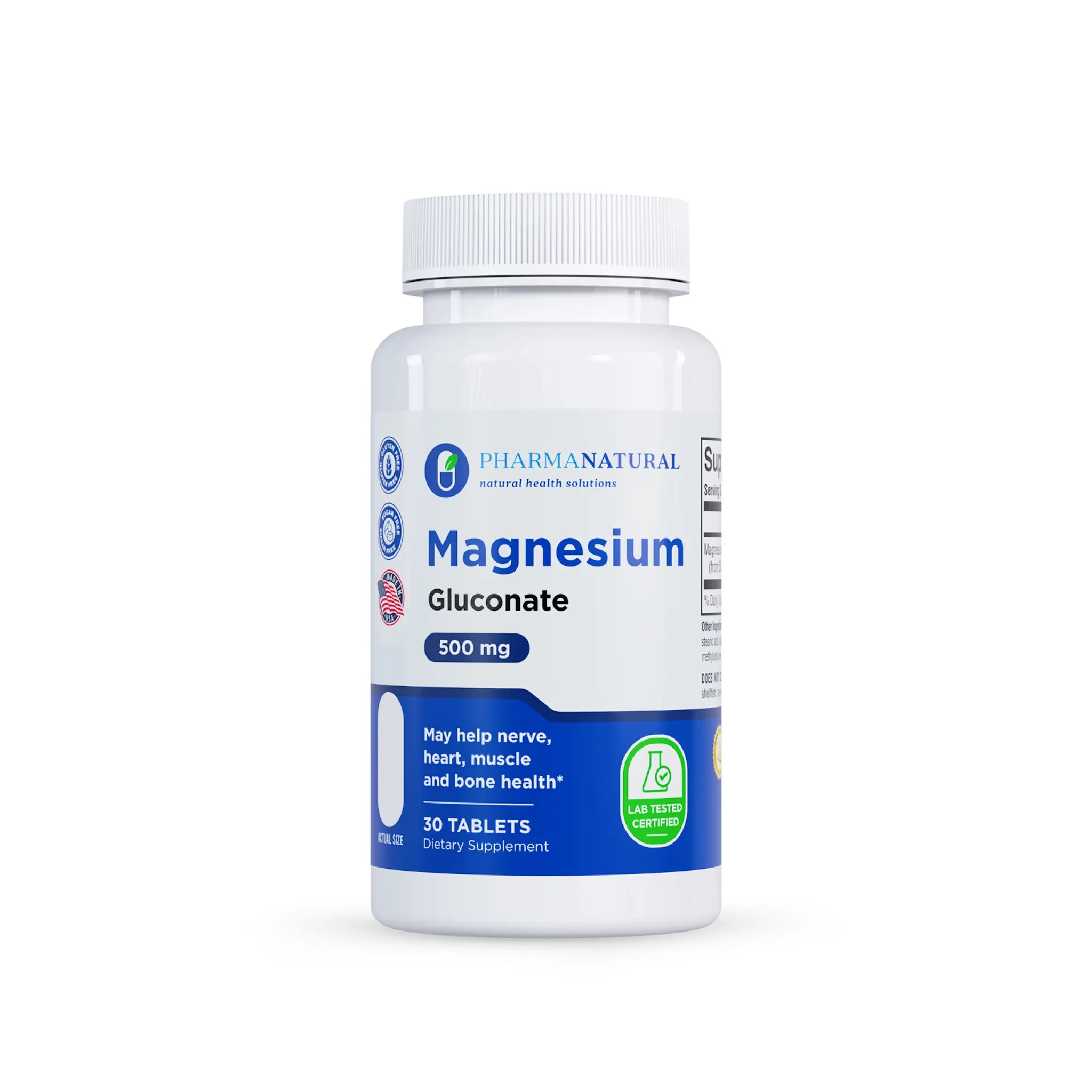 Magnesium Gluconate 500 mg – 30 Tablets – Dietary Supplement