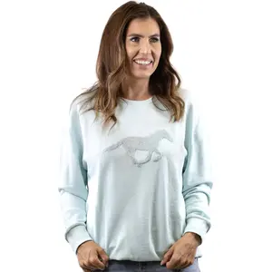 Horse Applique Sky Blue Sweatshirt