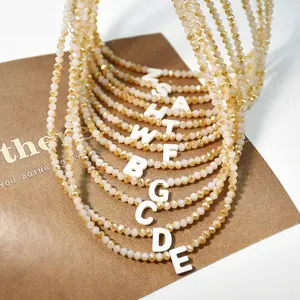 Initial Necklaces for Women - Trendy Beaded Shell Choker Necklace for Women, Handmade Letter Choker Necklace Jewelry for Women, Summer Beach Layering Choker, Mother's Day Gift