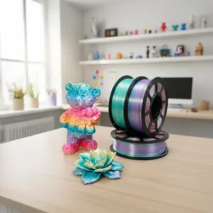 Pla Silk Multicolor 3D Printing Filament, Rainbow Colors, Candy & Macaron Styles, Compatible with 1.75mm Extruder, Net Weight 1kg