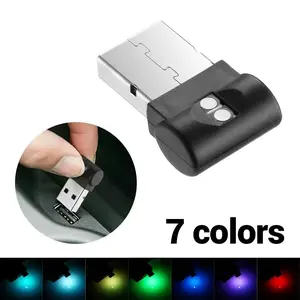 7-Color USB Car Ambient Light Plug & Play Interior Atmosphere LED No Wiring Needed Portable USB LED Light for Car Laptop & More Perfect for Night Driving & Vibe