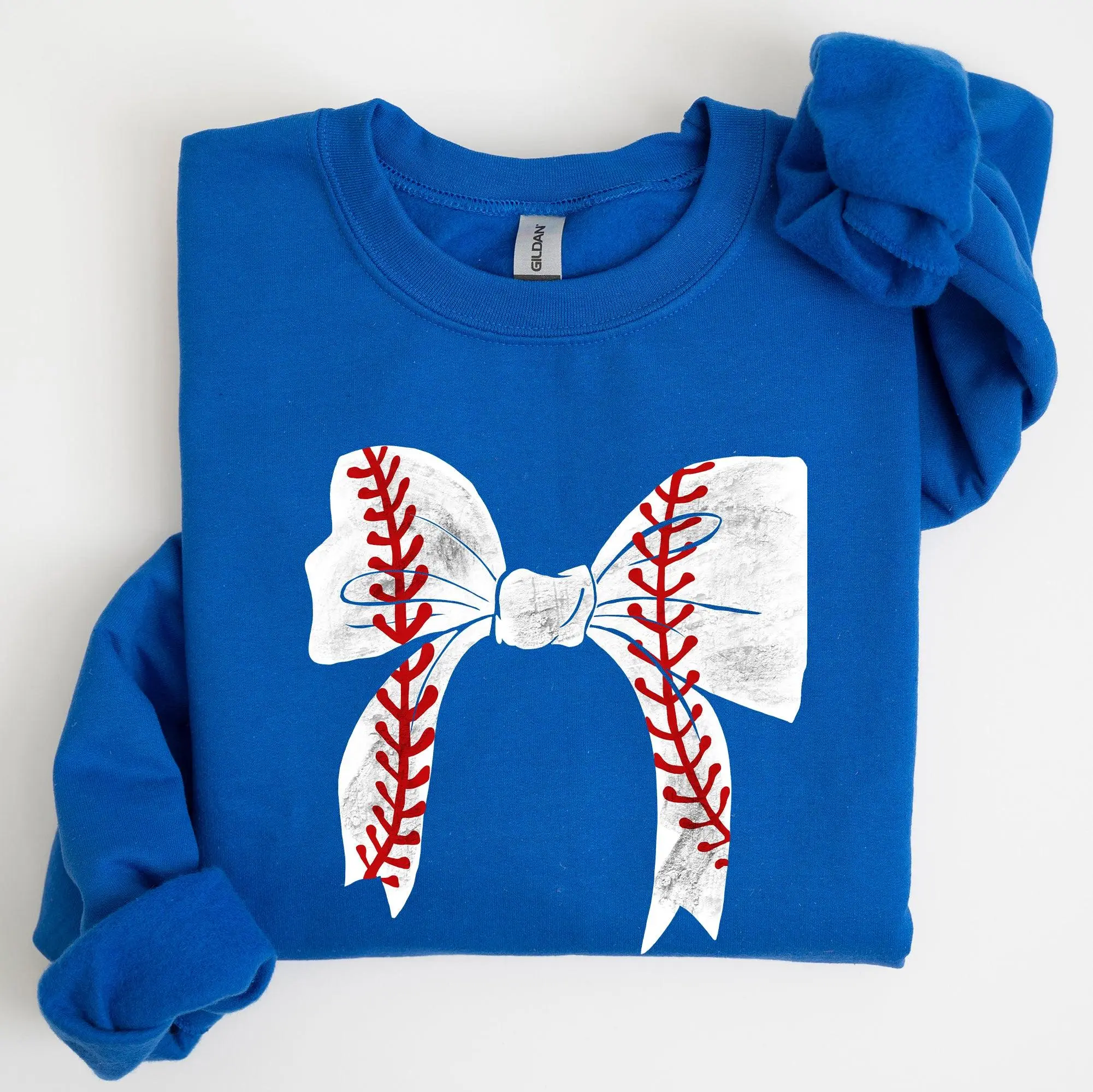 Baseball, Bow, Mom, Mother's Day Sweatshirt, Women's Crew Neck, Crewneck