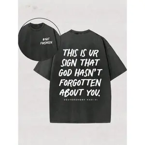 Womens Washed Graphic Tee Short Sleeve Crewneck Vintage Black Faith Christian Shirt Not Forsaken God Has Not Forgotten About You Casual Streetwear Top