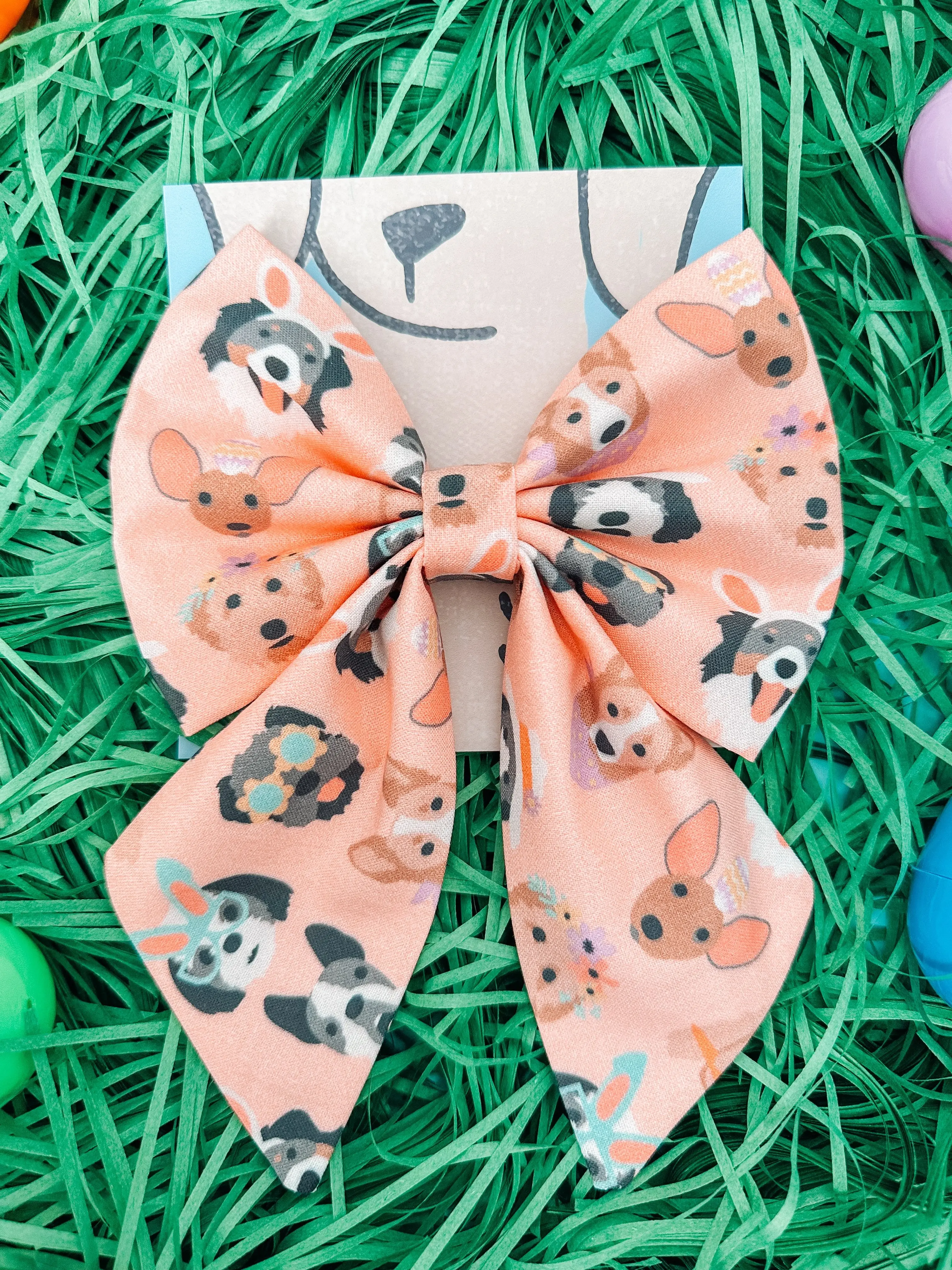 Pink Easter Bunnies Sailor Bow