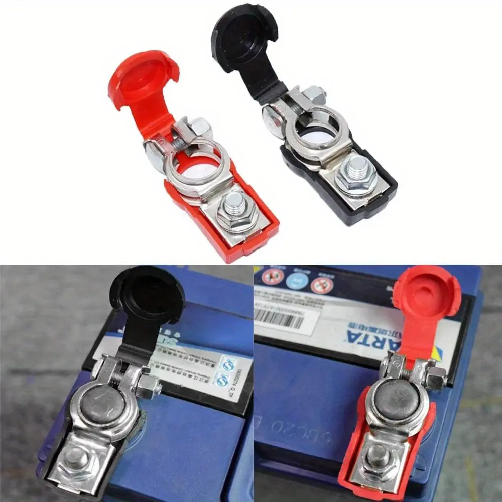 Universal Top Post Auto Battery Cable Terminal Clamps - 1 Pair (Negative & Positive), Preservative, Durable, Easy-to-Install Vehicle Accessories for Cars, Trucks