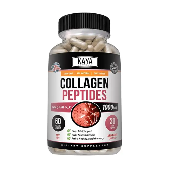 Multi Collagen Peptides Complex Capsules Type I II III V X for Women & Men, Hydrolyzed Collagen Supplement, 60 Capsules