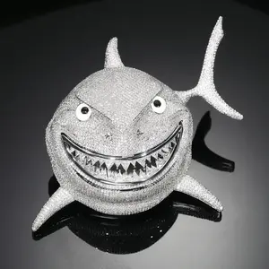 Shark Totem Pendant Hip-hop Style Full Diamond Heavy-duty Street Necklace
