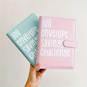100-page Envelope Savings Challenge Notebook, Office Stationery Supplies - A5-sized budget planner and savings manual, self-sealing monthly/weekly envelopes, Christmas cash flow tracking and budget management (can be given as a gift)