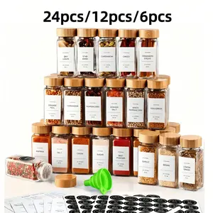 Spice Bottle Set, 12/24 Pack 4oz Spice Storage Containers, Durable Plastic & Metal Lids, Ideal Kitchen Organization Choice