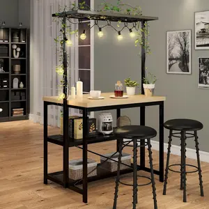 【Christmas Gift】47" Natural Wood Finish Kitchen Island with Power Outlets, Baker's Rack, and Microwave Stand - Multi-Functional Island Table for Kitchen, Dining, and Living Room Furniture Storage Home Organize Design Organizing