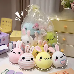 Cartoon Japanese style, a bag of round bunny plush rabbit toys, stress-relieving dolls, children's gifts.
