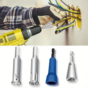4Pcs Wire Twister Tool for Drill, Wire Nut Twister Wire Stripper Tool Connector Driver with 1/4" Chuck Cable Quick Stripping Electricians Tools, Car Repair Tool