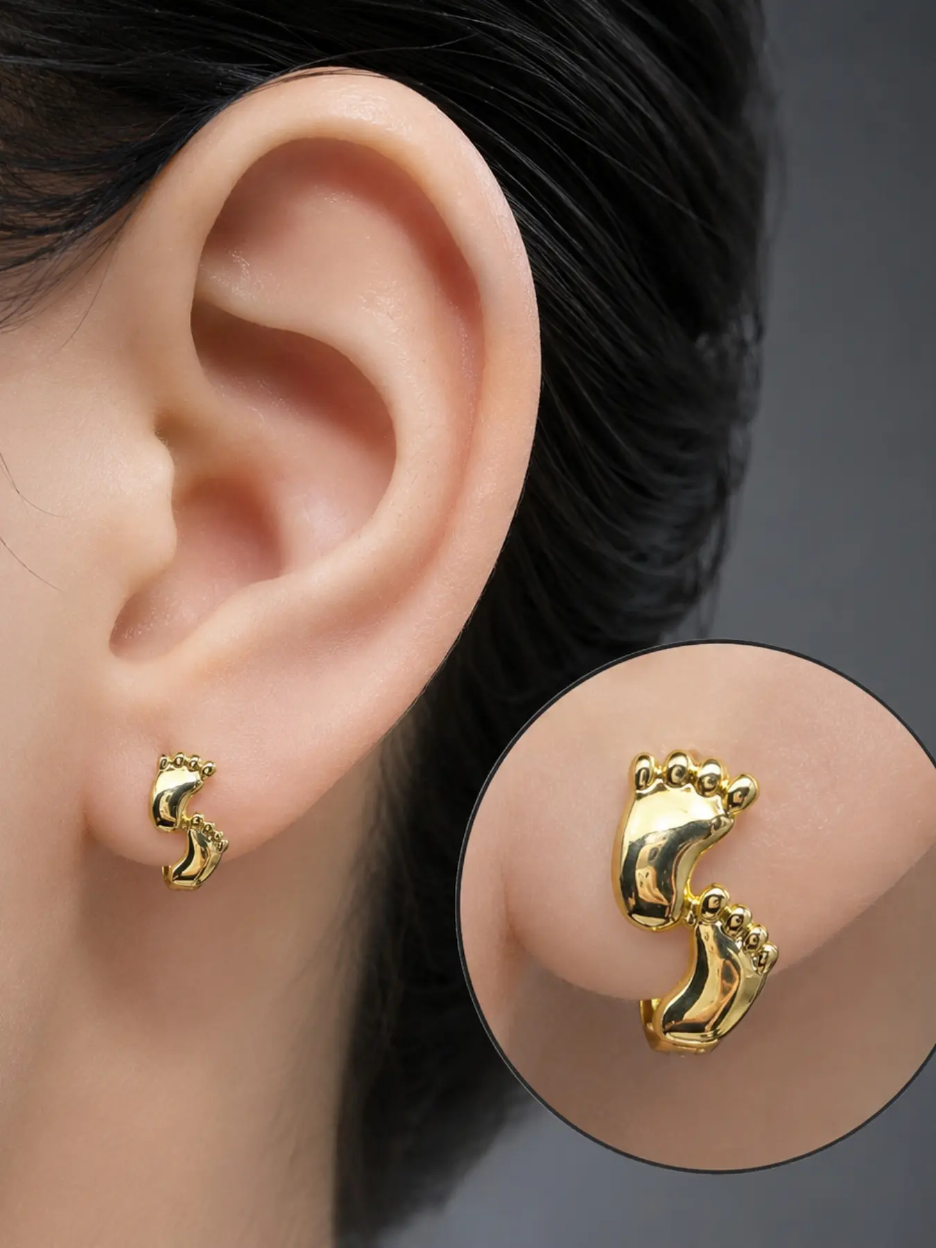 Cute Baby Foot Earrings for Women, Youthful and Versatile Copper Ear Rings, Perfect for Office and Dates, Trendy Fashion Jewelry