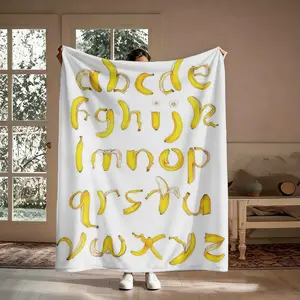 26-letter banana blanket Flannel Blanket Super Soft Flannel Blanket, an Ideal Gift For Children and Enthusiasts on Special Occasions. Perfect For Use at Home, Office, Outdoors and Parties.