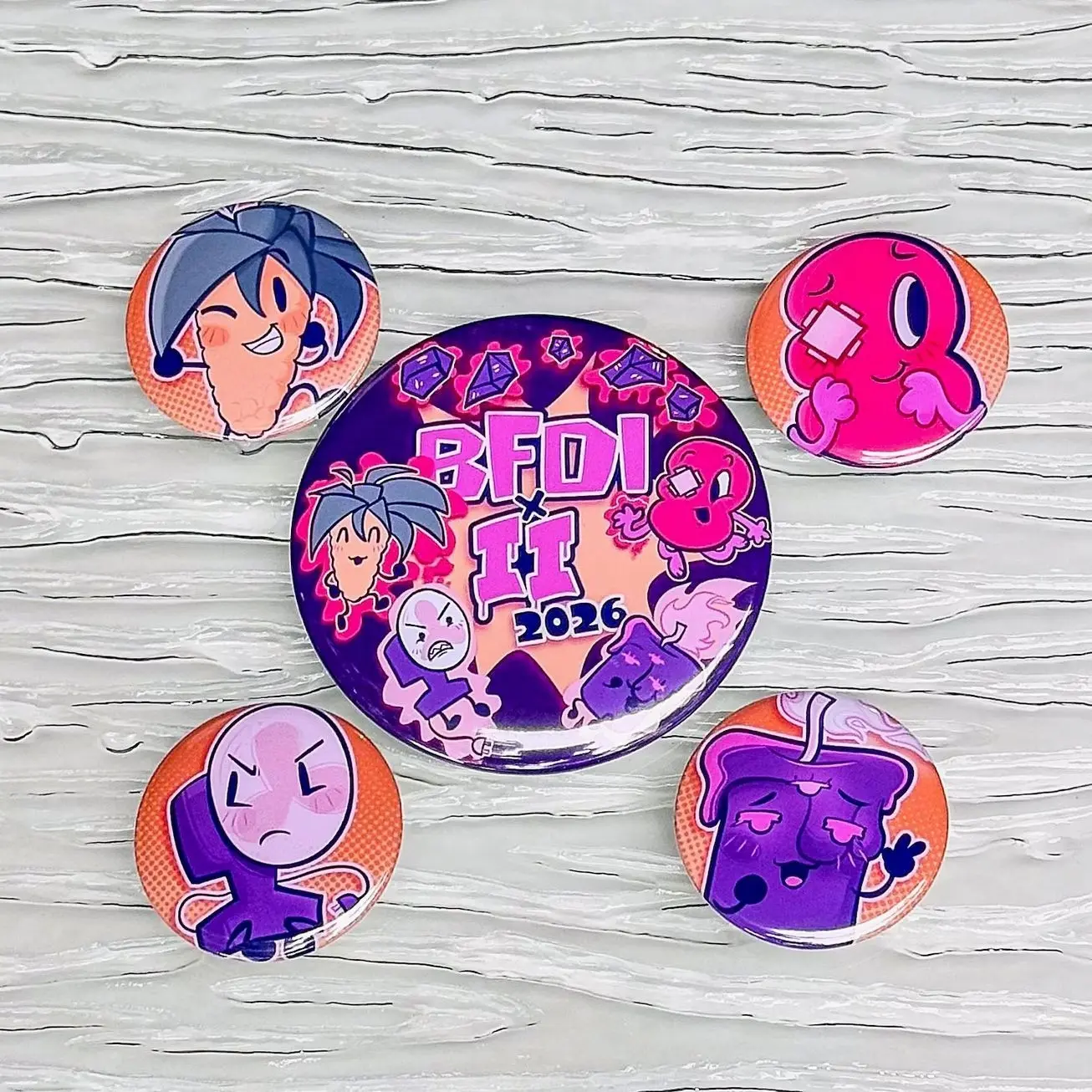 5 Styles BFDI x II 2026 Anime Pin Buttons