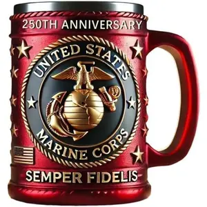 Military 3D Mug 250th Anniversary US Marine Corps Semper Fidelis 15 Ounce Personalized Coffee Cup Veteran Gift Salute To Heroes creative mug