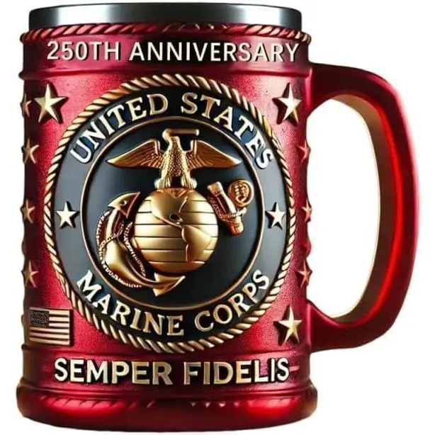 Military 3D Mug 250th Anniversary US Marine Corps Semper Fidelis 15 Ounce Personalized Coffee Cup Veteran Gift Salute To Heroes creative mug