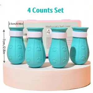 4Pcs Cat Boots for Cats Only Paw Covers Protectors Claws Shoes Paws Wound Boot Silicon Anti Scratch Cat Mittens for Bathing, Nail Clipping, Ears Cleaning, Treatment