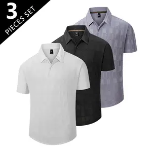 3-Pack Men’s Casual Sports Short Sleeve Buttoned Turn-Down Collar American Street Style Simple Versatile T-Shirts Suitable for Daily Outings and Outdoor Activities