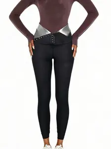 Women's Sauna Sweat Shapewear Leggings, Boxing Workout Suit, Waist Trainer Shaper, Plain Design, All-Season Casual Wear