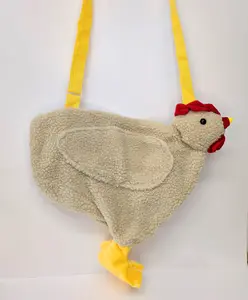 Funny Cream Color Chicken Purse With Feet Handbag 15"x12" with Adjustable Strap Wing Pocket Zipper Closure Lightweight Polyester Crossbody Tote Farmhouse Novelty Gift for Chicken Lovers