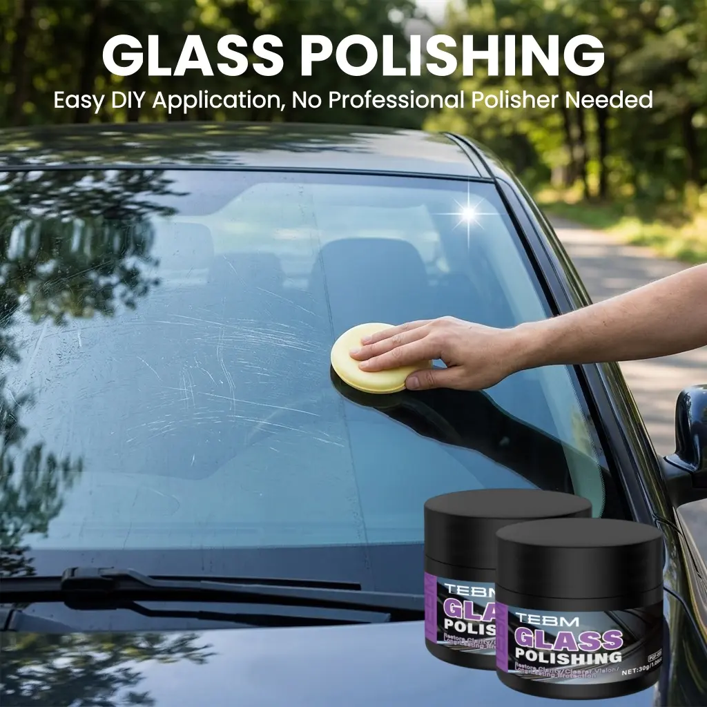 2 Bottles Professional Auto Glass Polishing Compound, Windshield Repair Kit, Removes Fine Scratches, Water Stains and Oil Film.