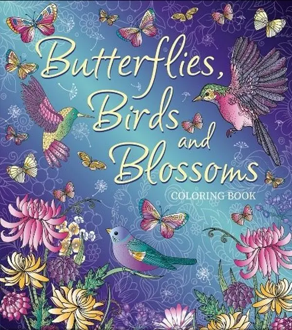 Butterflies, Birds and Blossoms Regular Edition Adult Coloring Book - 128 Pages Hand-Drawn Illustrations, Vibrant Fluttering & Blooming Floral Motifs, Creative Escape for Colored Pencils, Markers or Gel Pens, Nature Art Book, Adult Coloring Books