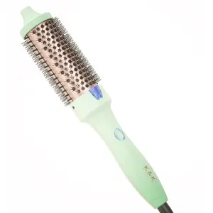 K&K Classical Thermal Brush, 1.5 Inch Ionic Heated Round Brush for Blowout Look, Tourmaline Ceramic Comb Get Natural Curls, Creates Salon-Quality Blowouts, Dual Voltage for Travel