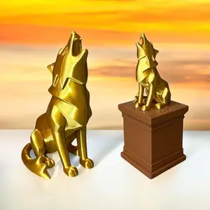 Golden Wolf Statue Figure - Video Game Inspired Gag Gift Novelty Toy Figure - Full Color