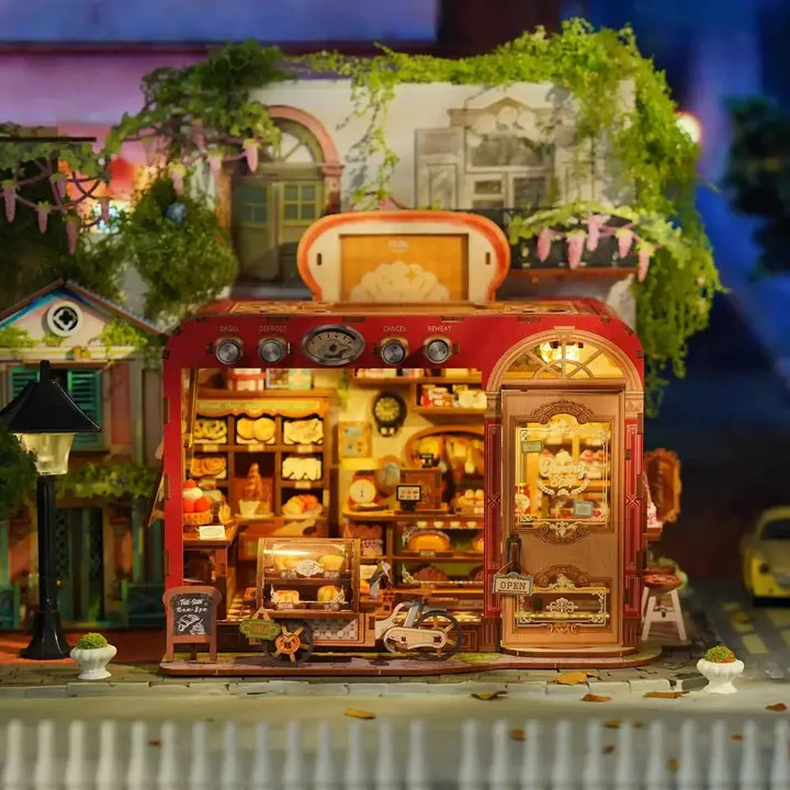 TONECHEER 3D DIY Puzzle Miniature Playhouse Set - Toast Bakery Craft Kit with Mini Furniture for Toys & Hobbies Enthusiasts