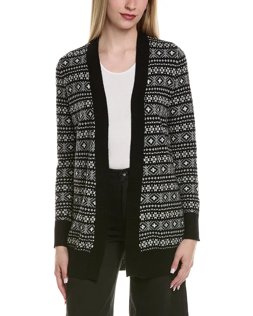 sofiacashmere Fairisle Shawl Collar Wool & Cashmere-Blend Cardigan