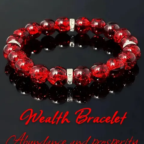 Red Crystal Wealth Bracelet, Ruby Abundance Bracelet, Glazed Crystal Stone Bracelet, Day and Night Wealth Magnet Jewelry, Fashion Accessories for Men and Women, Money Attraction Bracelet, Lucky Bracelet, Bracelets Jewelry