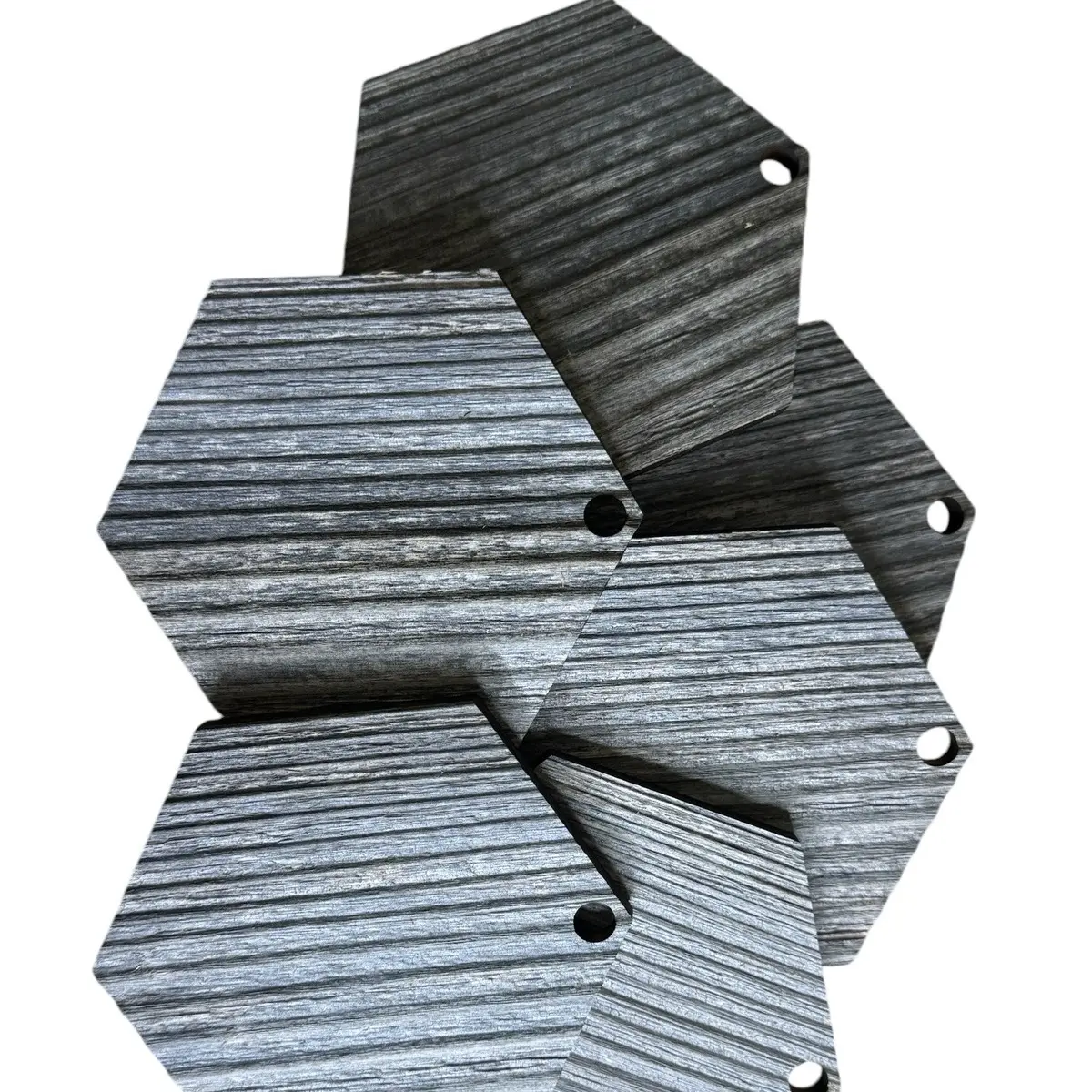 Rustic wood hexagon blanks for diy crafts, made with real reclaimed barn wood
