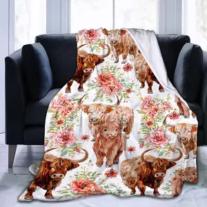 Mountain cow blanket, super soft, fun, beautiful, rustic, plateau cow decoration, a gift suitable for women, girls, boys and adults, warm, comfortable and soft, suitable for bedrooms, camping, sofas, Cow Print Blanket, Blanket Gifts