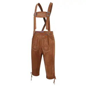 Men's Traditional Bavarian Lederhosen | Embroidered Suede Suspender Shorts