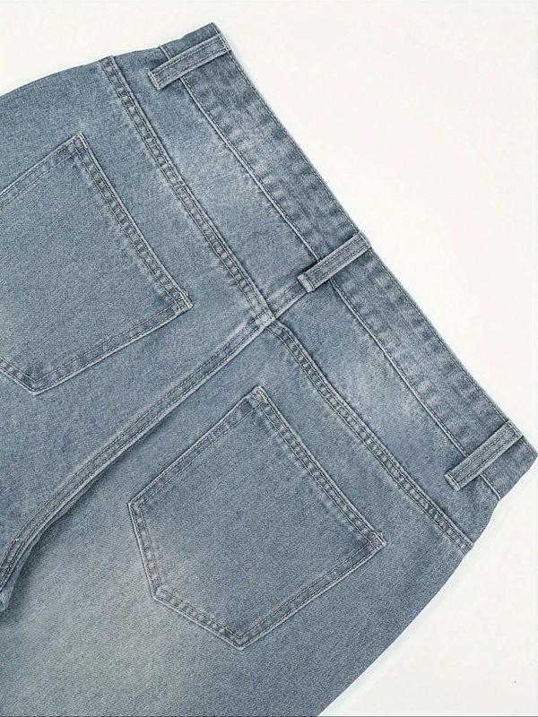 Men's Loose Straight Leg Jeans, New Trendy Street Style Casual Pants, Fashion Versatile Denim Trousers for Men, Denim Clothing