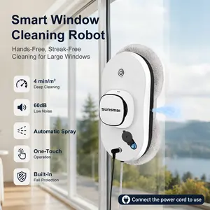 Sunsmai Hands-Free Window Cleaning Robot | 2800Pa Strong Suction, 3 Auto Cleaning Paths, Anti-Falling for High Rise Apartments & Glass Doors