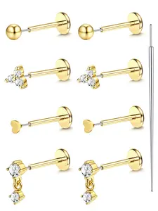 Minimalist Elegant Glittering Earrings, Stainless Steel Push Pin Nose Studs, Fashionable Body Jewelry for Women & Men, Body Piercing Jewelry