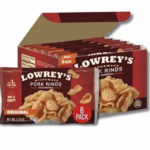 Lowrey's Bacon Curls Microwave Pork Rinds (Chicharrones), Original, 1.75 Ounce (Pack of 6)