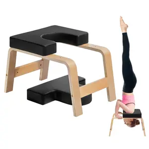 VEVOR Headstand Bench, 300 lbs Capacity Inversion Chair for Family Gym, Headstand Trainer with Wood Frame PU Pad, Stand Stool for Strength Balance Training, Relieve Fatigue, Black